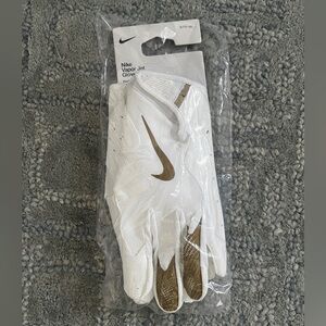 Nike White and Gold Vapor Jet Gloves -XL